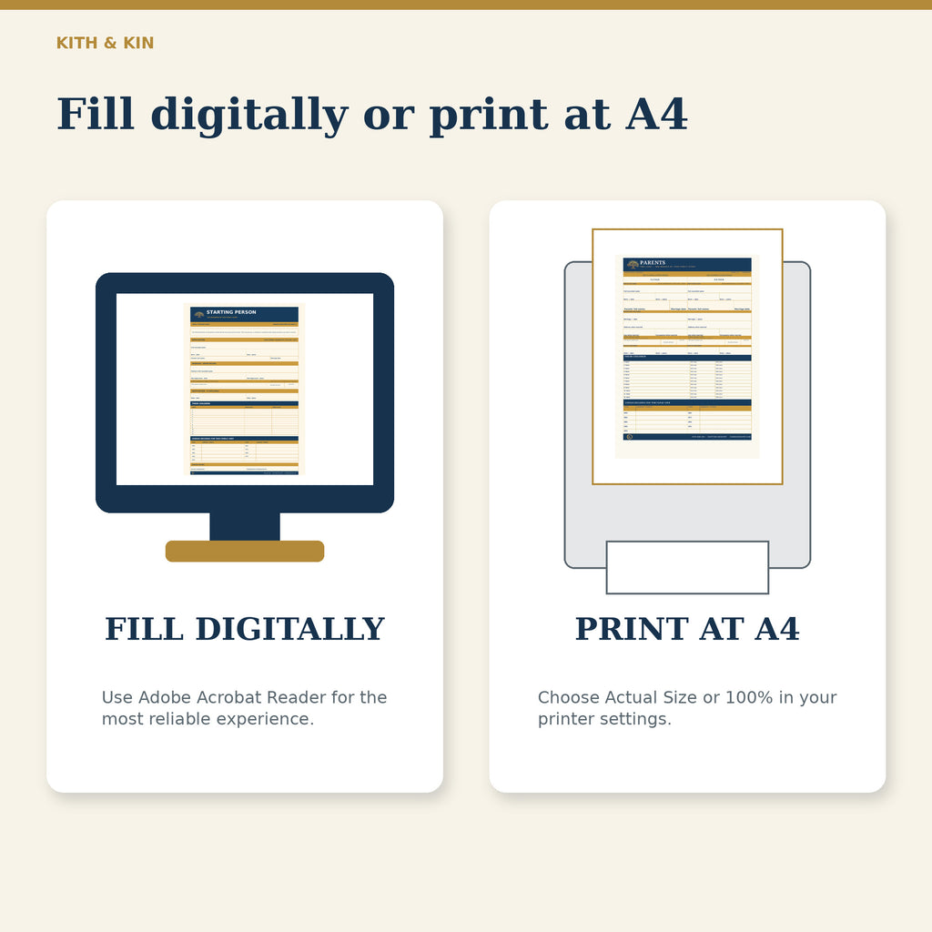 Kith & Kin Family Tree Journal – Editable PDF Download