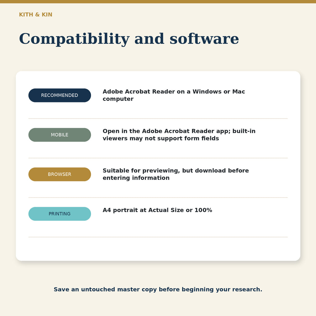 Kith & Kin Family Tree Journal – Editable PDF Download
