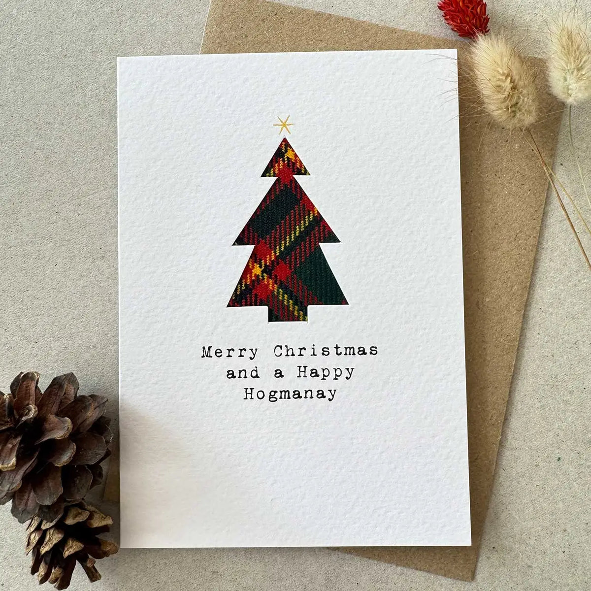 Real Tartan Christmas Tree Card | Scottish Christmas