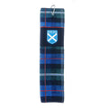 Embroidered Blue Tartan Golf Towel - Saltire Shield