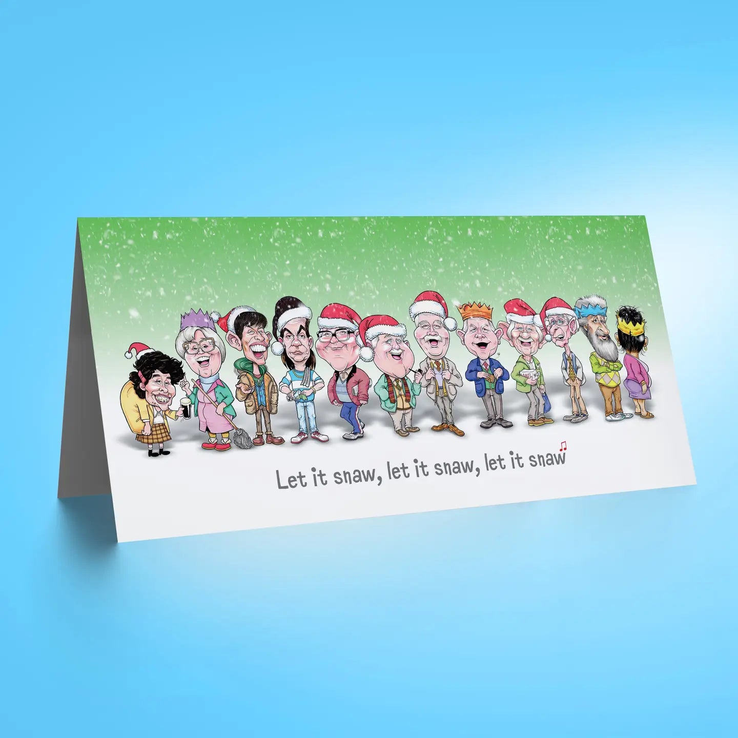 Auld Pals Whole Gang - Green Christmas Card
