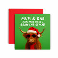 Braw Cow Scottish Christmas Card Mum and Dad