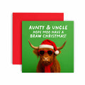 Braw Cow Scottish Christmas Card Aunty and Uncle