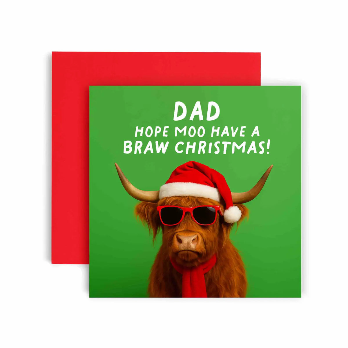 Braw Cow Scottish Christmas Card Dad