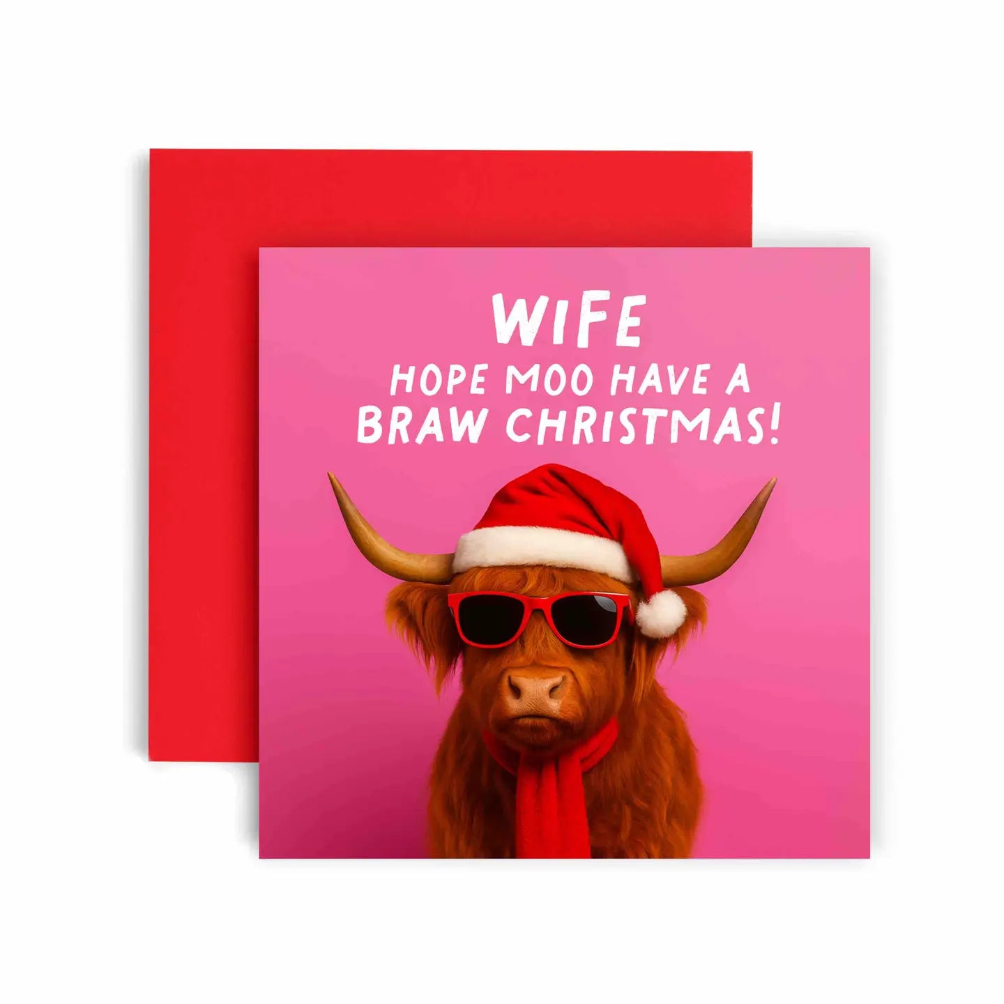 Braw Cow Scottish Christmas Card Wife