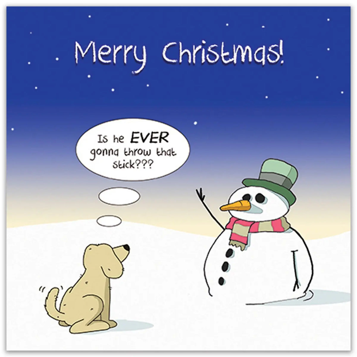 Throw That Stick - Funny Dog Christmas Card