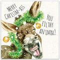Donkey Filthy Animal - Funny Christmas Card